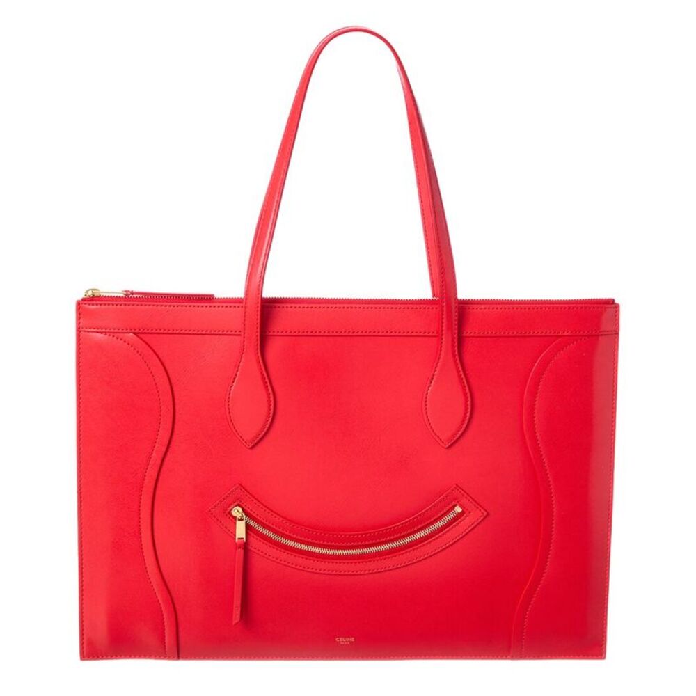 Celine Leather Shoulder Bag, Red